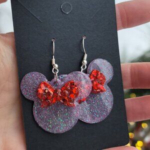 2/$40 Minnie Mouse Inspired Earrings (Pink)